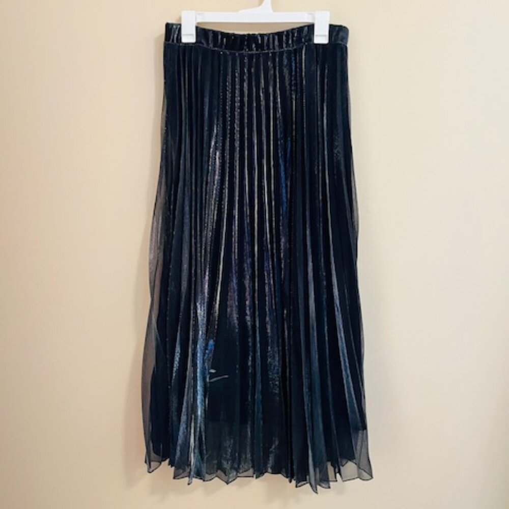 Mango Shimmery Black Pleated Maxi Skirt